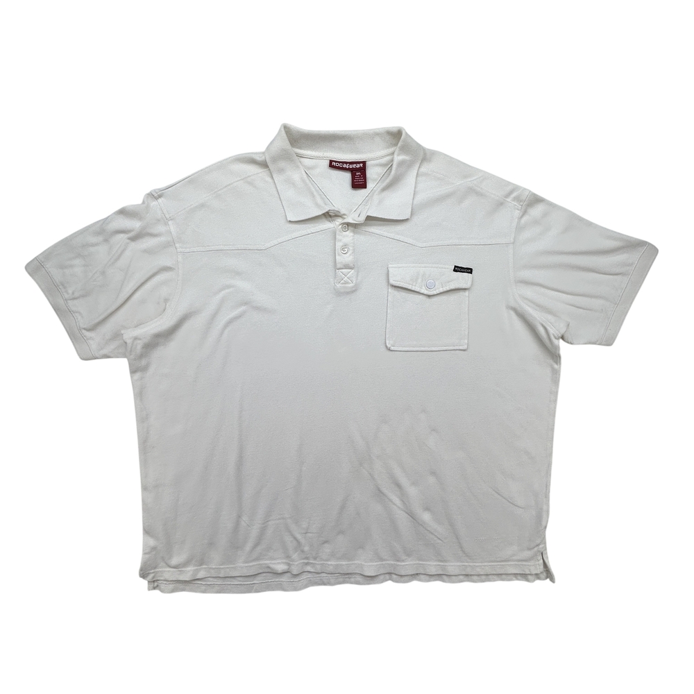 Rocawear Shirt Mens 3XL White Pocket Polo Short Sleeve Casual Hip Hop Urban